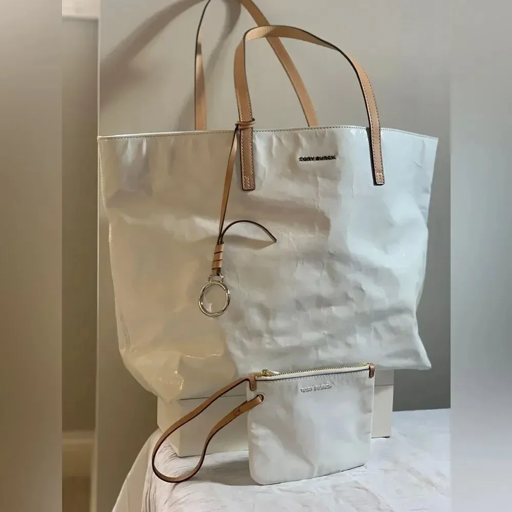 Tory Burch Milo Tote and Pouch - White